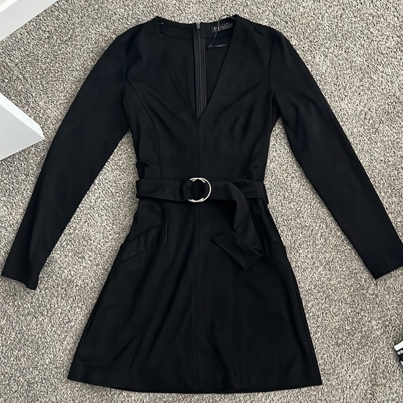 Zara TRF Suede Longsleeve Suede Dress w/ belt - Picture 2 of 4